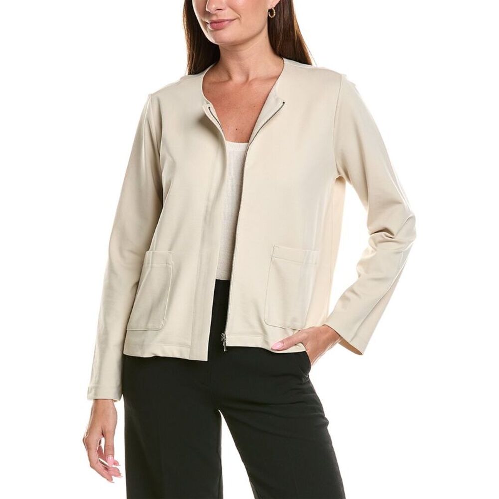 Eileen Fisher Womens  Round Neck Jacket, White